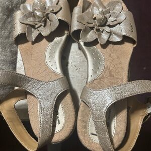 BOC Silver Sandals with Floral Embellishment